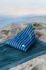 Puff playa rayas azules y grises impermeable