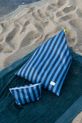 Puff playa rayas azules y grises impermeable
