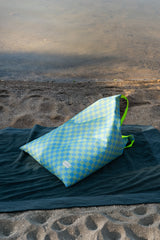 Puff playa vichy azul y verde impermeable