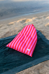 Puff playa rayas rosas impermeable