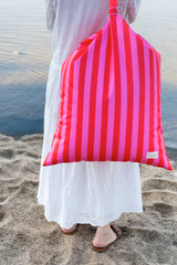 Puff playa rayas rosas impermeable