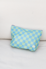 Neceser playa impermeable vichy verde y azul