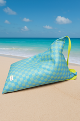 Puff playa vichy azul y verde impermeable