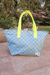 Bolsa de playa impermeable GRANDE vichy azul y verde
